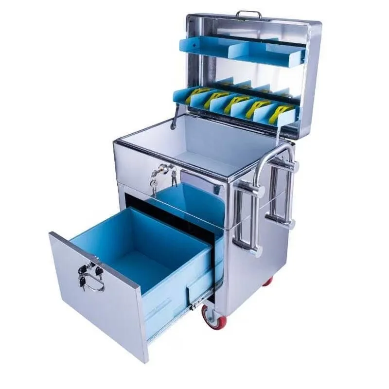 Stainless Steel Secure Cash Transport Cart | Lockable Bank Cash Trolley